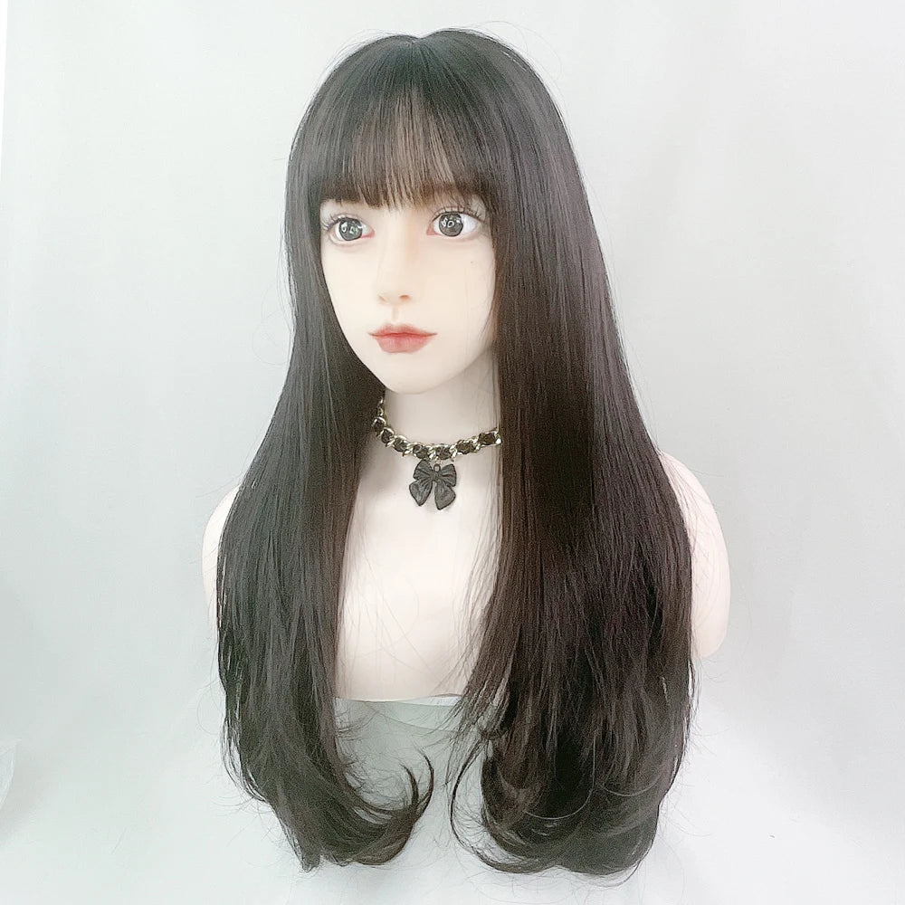 Cos Wig Full-Head Women's Long Hair Lolita Black Straight Micro Curly Big Wave Full Top Girl