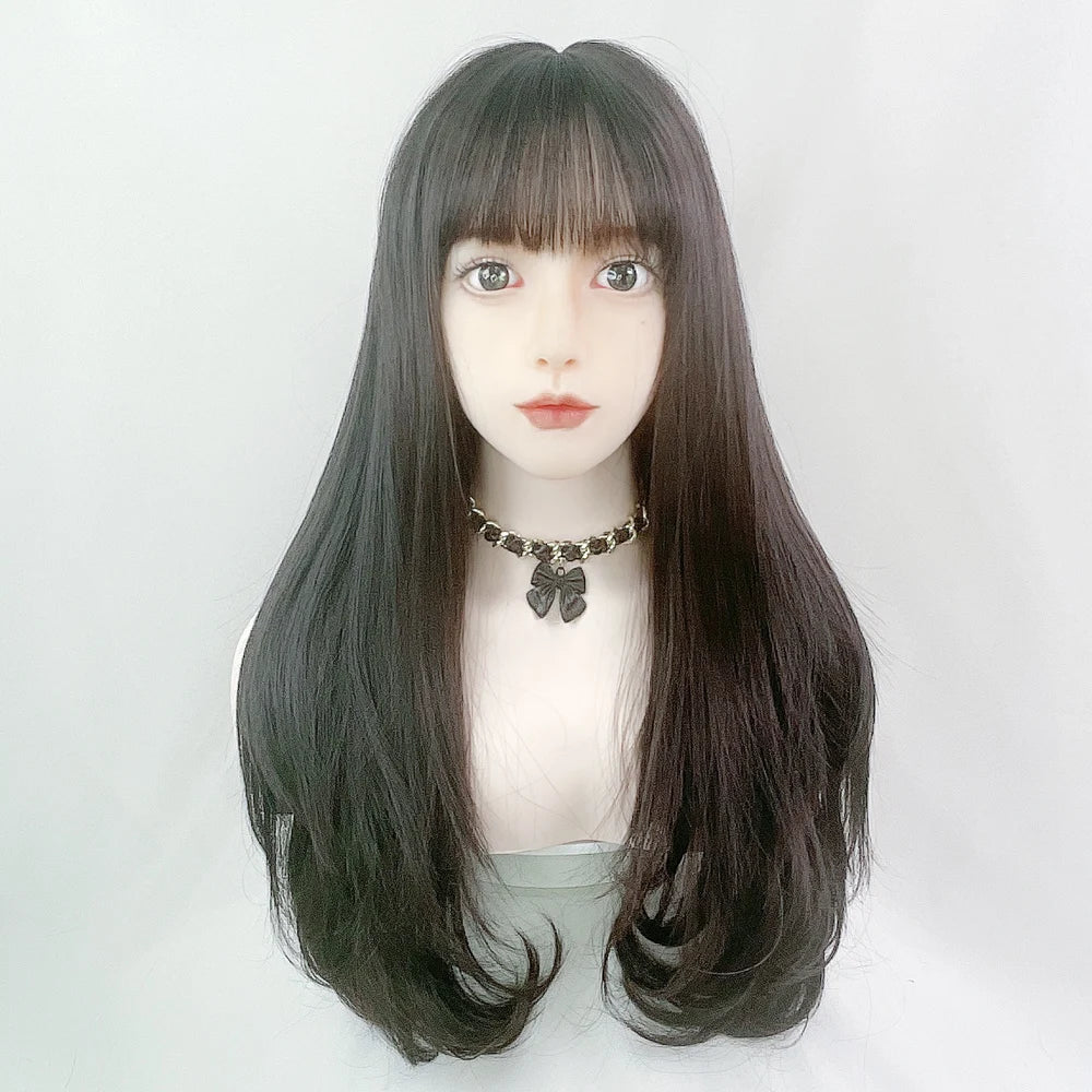 Cos Wig Full-Head Women's Long Hair Lolita Black Straight Micro Curly Big Wave Full Top Girl